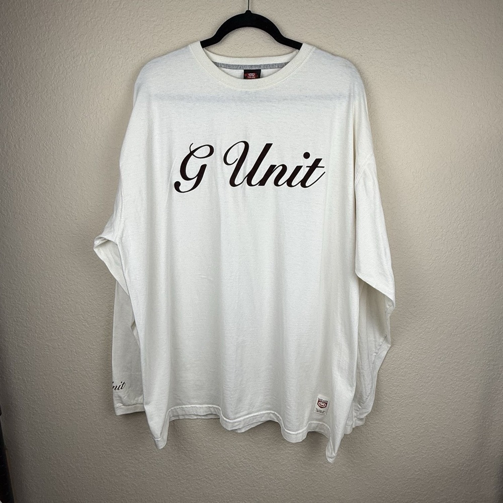 Vtg Ecko Unltd Mens Long Sleeve G Unit Cream Shirt Sz XXL 50 Cent Hip Hop Y2K